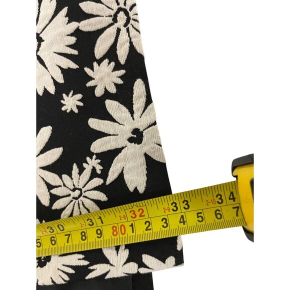 Talbots Women Jacquard Coat 8P Black White Floral Daisies Pockets Mid Length NWT - Picture 9 of 10